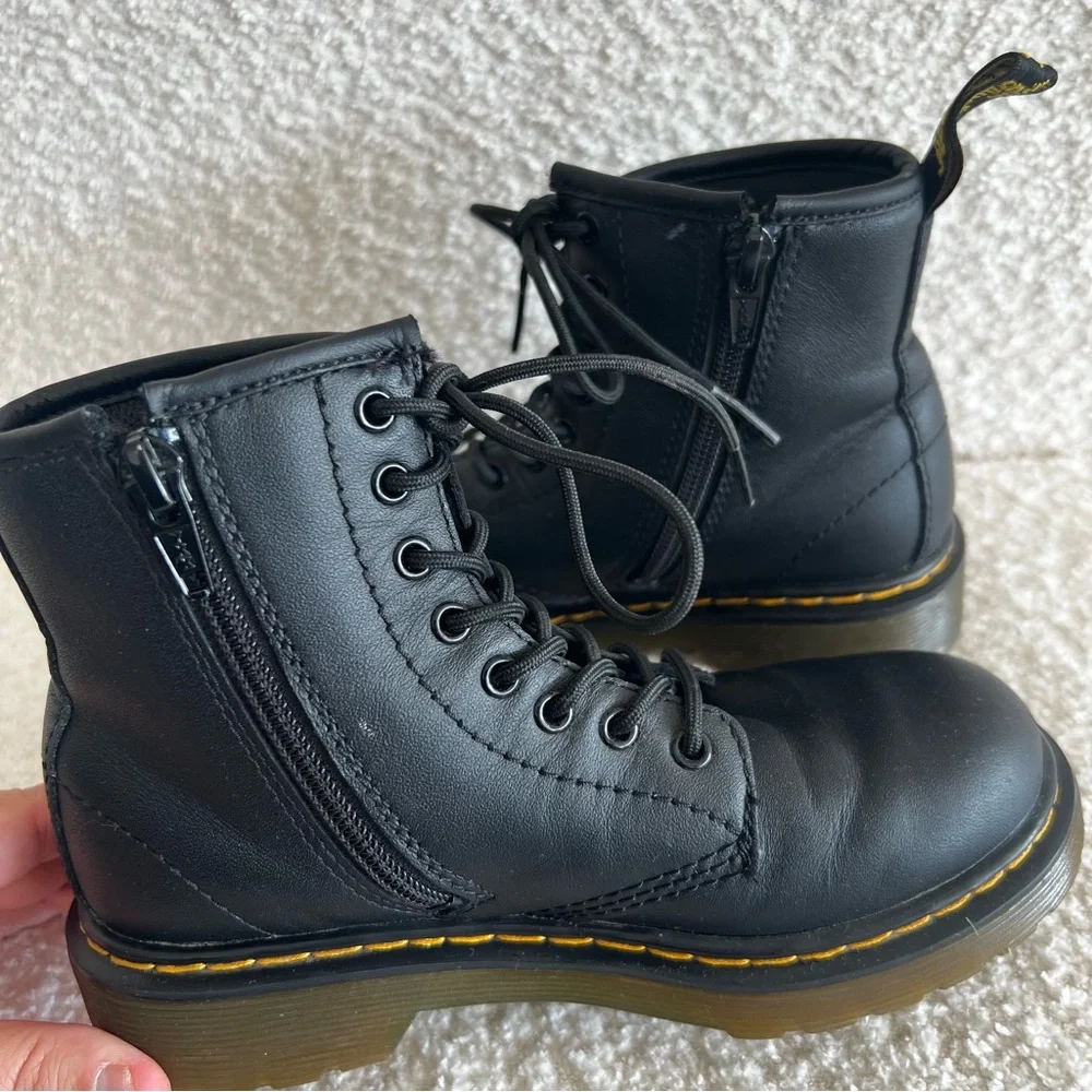 Dr Martens Kids Junior 1460‎ Softly T Leather Lace Up Black Combat Boots Size 13